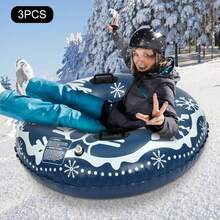 Rainaut 3PCS Winter Outdoor Fun 47 Inches Snow Tubes Heavy Duty Large Snow Sled With Handles For Adults - Blue and White - View 2