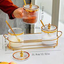 3pcs Luxury Spice Jars Kitchen Storage Condiment Containers Set, Includes 3 Jars And 1 Spoon