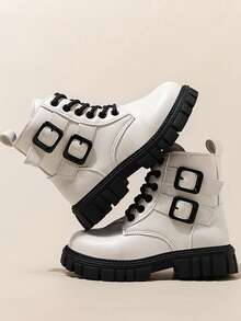 1 双儿童白色时尚简约女童靴 - 白色 - 查看 5