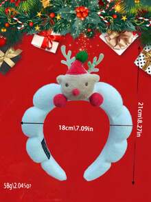 1pc 2026 Reindeer Antler Christmas Headband, New Cartoon Costume Plush Sponge Reindeer Santa Claus Party Headpiece, Hair Band, Hair Hoop