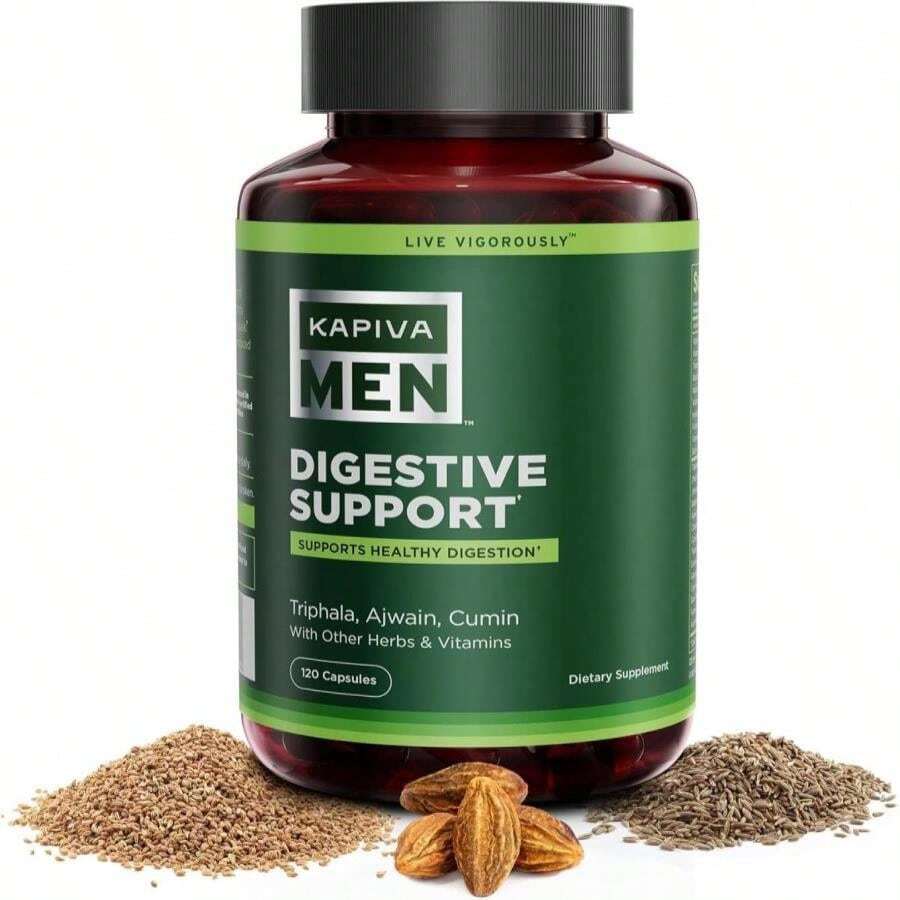 KAPIVA MEN Digestive Support Supplement With Triphala, Ajwain, Cumin, And Other Herbs And Vitamins, Supports Healthy Digestion And Gut Health, 60 Day Supply, 120 Capsules - Flavor NameA - View 1