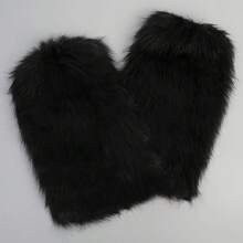 PHOGARY Faux Fur Fuzzy Leg Warmers Furry Boot Covers For Women Girls, Furry Boot Cuffs Fuzzy Shoes Cover Socks For Costumes - màu đen - Xem 8