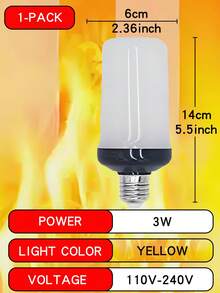 1pc/2pcs/3pcs/4pcs LED Flame Light Bulbs, Yellow/Blue Flickering Light Bulbs With Upside Down Effect, 4 Modes Fire Light Bulbs, E26/E27 Base Flame Bulb For Halloween, Christmas, Party, Indoor And Outdoor Home Decorations