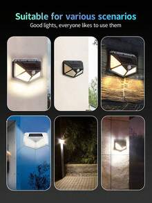 100 LED Solar Powered 4-Sided Wall Light, Wireless Outdoor Lighting, Motion Sensor, Waterproof, Windproof, For Home, Garden, Yard, Park - Multicolor - View 2