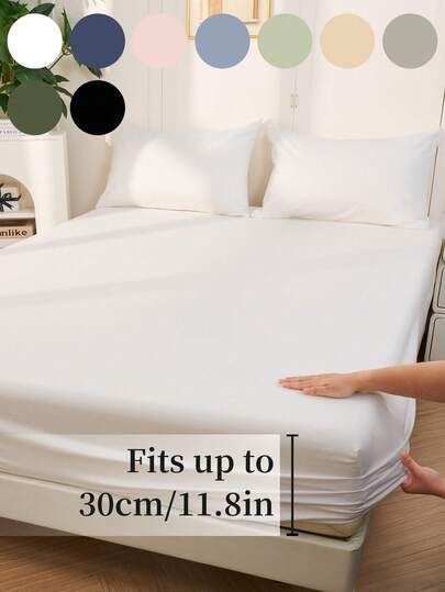 1 pieza Sábana ajustable, Ropa de cama, Protector de colchón, Textil para el hogar acogedor, Cubrecama, Amigable con la piel, Sábanas, Protector de colchón transpirable y antipelusas, Suave y amigable con la piel, Para cama individual, cama twin, cama full, cama queen y cama king, Para todas las estaciones, Ropa de cama decorativa elegante y encantadora para dormitorio o residencia, Lavable a máquina, Blanco, Rosa, Negro, Azul marino, Beige, Gris, Azul, Verde, Decoración de otoño, Decoración de habitación, Vuelta al colegio, Útiles escolares