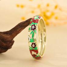 1 pieza Nuevo brazalete de estilo bohemio de moda con esmalte de flor enchapado en oro, adecuado para joyería de mujeres y niñas