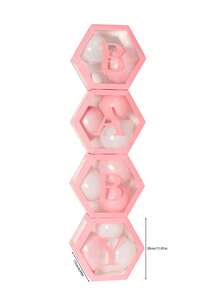 粉色透明字母婴儿淋浴盒生日婚礼定制名字气球盒、生日派对装饰、性别揭示装饰、圣诞装饰大透明盒、生日装饰背景、节日派对装饰、家居装饰、壁炉装饰、婴儿淋浴盒、背景摄影道具 - 彩色 - 查看 3