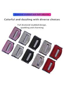 1 Piece Of Car Seat Belt Buckle With Diamond Inlay, Universal Car Seat Belt Fastener, Full Diamond Car Seat Belt Clip - Multicolor - View 7