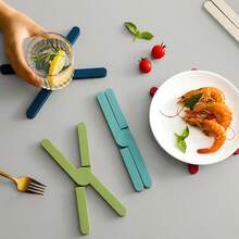 1pcs Silicone X-Shaped Folding Placemat Kitchen Creative Insulation Pad Thickened Silicone Pot Mat Coaster Anti-Scalding High Temperature Resistant Non-Slip
