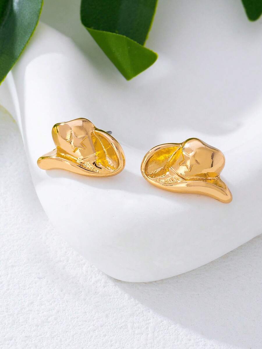 1 Đôi bông tai mũ cao bồi miền Tây thanh lịch, bông tai thời trang và đa năng dành cho nữ - Hoa tai mũ - Xem 1