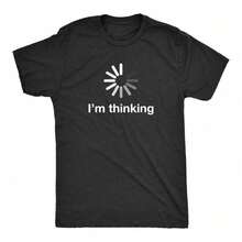 Crazy Dog T-Shirts Mens I'm Thinking Tshirt Funny Loading Screen Internet Computer Sarcastic TeeComfortable & Fashionable Couple Clothing - Black - View 1