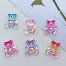 10 件混合透明果冻熊平背剪贴簿贴纸，用于制作耳环、发饰、珠宝、树脂工艺品装饰贴纸 - 彩色 - 查看 7