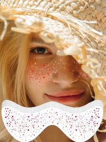 6片装红银双色闪光雀斑贴纸，防水闪亮持久，适合女性化妆、节日、音乐派对、情人节等场合。 - 紅色 - 查看 10