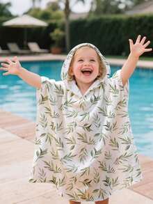 1 件儿童浴巾沙滩巾速干超吸水连帽毛巾浴袍适合女童儿童，非常适合 1-3 岁儿童居家、沐浴和海滩使用