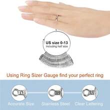 Ring Sizer Measuring Tool Kit, Ring Mandrel Measurer, 27 PCS Premium Steel Measuring Ring Tool, US Ring Size 0-13, 2 PCS Reusable Finger Size 1-17 USA Rings Size With Magnified Glass