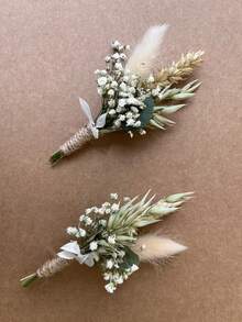 1/2/3/4/6/8/10/12/20 pièces Mini bouquet de fleurs séchées, convient pour centre de table de maison, décoration de gâteau de fête, boutonnière de garçon d'honneur, décoration de réception de mariage de style boho pour gentilhomme, cadeau pour enterrement de vie de jeune fille, décoration d'automne