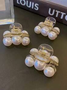 1个可爱仿珍珠装饰小发夹，休闲日常发型配饰，秋季发饰，时尚发夹，优雅发卡，适合冬季度假装扮，女士夏季海滩造型 - 白色 - 查看 5