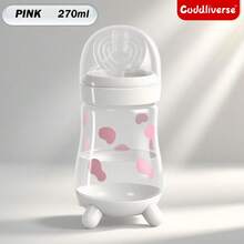 1个180ml/270ml奶牛图案奶瓶，宽口PP材质，防呛，可爱卡通奶瓶，适合日常使用 - 彩色 - 查看 13