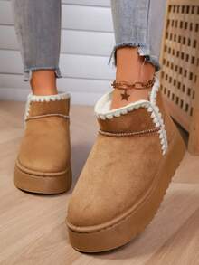 Botas de Neve de Inverno Femininas, Cano Curto, Forro Peludo, Quente, Confortável, Sola Grossa, Botas de Neve para Tornozelo