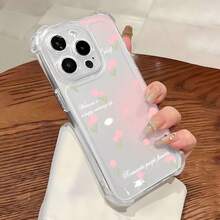 Funda magnética floral para móvil, diseñada con tulipanes rosas y suaves colores pastel, compatible con los modelos  16, 15, 14, 13, 12 y 11 Pro. Fabricada en TPU, es resistente a los golpes. Es un regalo ideal para familiares, amigos, niños, cumpleaños, el Festival de Primavera, días festivos, novios, novias y San Valentín. - transparente - Ver 6