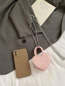 Children's Cross-Body Shoulder Bag, Heart-Shaped Earphone Bag, Fashion Bag, Mini Coin Purse, One-Piece