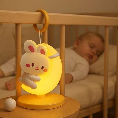 1 pieza Luz de noche linda, música relajante para ayudar a dormir, decoración colgante para cochecito, lámpara de dormitorio para dormir, luz de noche para cuidado de los ojos de niños durante la alimentación y enfermería, lámpara de mesita de noche