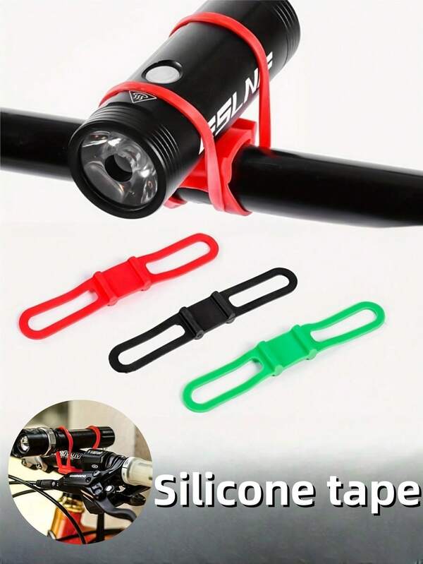 3pcs Silicone Straps Set For Mountain Bike Lights, Suitable For Fixing Bike Lights, Front Lights And Flashlights, Allows Fixing Flashlight Or Phone On Handlebars, Essential For Outdoor Cycling