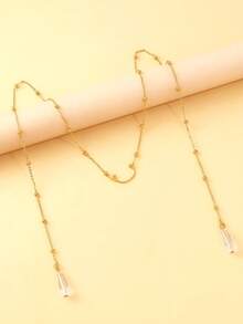 Feather Face Chain With Beads & Tassels, Unique Design, Fashionable Accessory For Women, Suitable For Halloween And Street Style