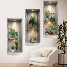 3pcs/Set Nordic Green Plant Theme Faux Arch Window Stickers. Self-Adhesive Removable Decorative Decals, Suitable For Christmas, Halloween, Thanksgiving, Valentine's Day, Spring Festival, Easter, New Year, Independence Day And Other Holidays, Applicable To Party, Office, Home, Living Room, Bedroom, Bathroom, Kitchen, Garden, Room, House And Other Scenarios, Suitable For Party, Office, Home, Living Room, Bedroom, Bathroom, Kitchen, Garden, Room, House And Other Room Decorations Christmas Decoration XMAS Decor Christmas Tree Gift Decor Thanksgiving Wedding Home Decor Home Decor Fall Decor Autumn Decor Birthday Decorations For Gifts Party Supplies Indoor Holiday Festival Decor Halloween Decor Wall Decor Halloween Ornaments