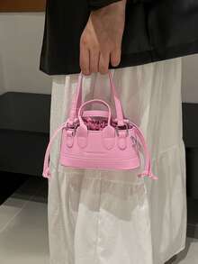 Bolso de mano y bolso bandolera con estampado de cocodrilo en miniatura, color rosa - Rosa - Ver 3