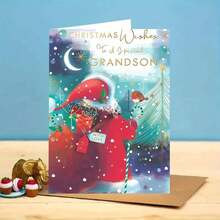 Charming Christmas Card With Envelope (11cm*16cm) - Perfect For Friends, Family & Special Occasions - High-Quality, Creative Holiday Greeting For Grandson