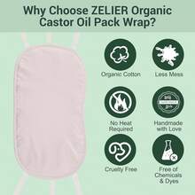 Castor Oil Pack Wrap, Organic Cotton Flannel, Less-Mess - Reusable Castor Oil Compress Wrap Kit With 6 Adjustable Elastic Strap, Naturopathic, Waterproof & Anti Oil Leak - One Size Fits All