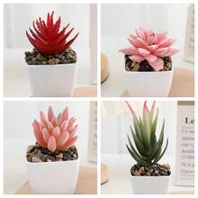 4pcs Artificial Succulent Plants, Small Fake Plants For Indoor Home Decor, Synthetic Flowers For Window Sill, Bathroom, Wall, Desk, Office, Kitchen, Farmhouse, Suitable For Christmas, Halloween, Easter, New Year