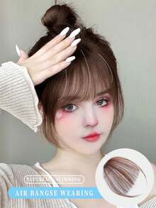 1pc Heat Resistant Straight Black 6 Inch Extra Short Synthetic Hairbangs With Sideburns - Black - View 16