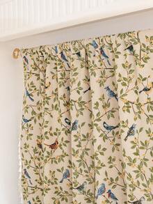 1 件复古花卉和鸟类提花窗帘，涤纶房间窗帘，客厅窗帘，厨房窗帘，杆袋窗帘，适用于厨房和各种房间 - 无配件，可机洗，秋季装饰，四季皆宜 - 彩色 - 查看 15