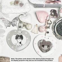 1 peça 58 mm circular distintivo/capa protetora de armazenamento de distintivo em forma de coração, suporte de distintivo ACGN, material PU, pingente de bolsa de dor