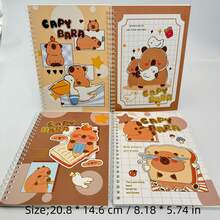 1pc Random Capybara A5 Gold Foil Cover Spiral Notebook, Coffee Bear, Hamster, Lined Notepad, Stationery, Office Supplies, Learning Gift