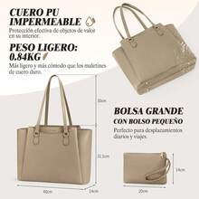 RAINSMORE Bolsas para Laptop de Mujer 15.6 Pulgadas Maletin Portafolios de Piel Bolso Tote Para Trabajo Universidad - Caquí - Ver 5