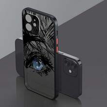 Funda de Teléfono con Arte de Línea de Ojos de Chico Cómic, Patrón Moderno y Genial para Apple 16 15 14 13 12 11 XR XS Pro Plus, Cubierta Protectora de TPU Suave Transparente Mate - Colores mixtos - Ver 7