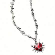 316L Surgical Stainless Steel Gothic Necklace - Heavy Duty Anti-Fade Dark Red Chain, Suitable For Men And Women, Hypoallergenic Design, Victorian Style Inspiration, Halloween Party Accessory, Gothic Style Jewelry, Essential For Themed Parties - 銀色 - 查看 6