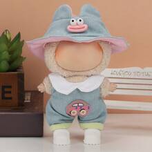 Conjunto de ropa para muñeca de 17 cm, compatible con Labubu, conjunto de ropa adecuado para muñecas de 6.7-pulgadas, accesorios de sombrero y ropa de moda y únicos, adecuado para muñecas de primera/segunda/tercera generación para jugar y exhibir, solo conjunto de ropa (excluye muñecas y zapatos)