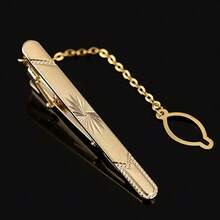 1pc Men's Gold Elegant Patterned Tie Clip, Wedding Tie Clip, "I LOVE YOU" Suitable For Men's Wedding Wear, Cufflinks & Tie Clip Set Suitable For Men's Formal Wear, Business Tie Clip