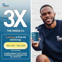 Dr Tobias Omega 3 Fish Oil, 2000mg Triple Strength With 800mg EPA 600mg DHA Per Serving, Fish Oil Omega 3 Supplements For Heart, Brain &Amp; Immune Support, 90 Softgels, 45 Servings - Flavor NameC - 查看 2
