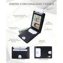 Cartera para Hombre de Piel con Tarjetero, Billetera Hombre con Proteccion RFID Antirrobo, Carteras para Caballero con Capacidad para 13 Tarjetas, Billetes y Ventana DNI, Regalos para Hombres - Negro + Cuero Saffiano - Ver 6
