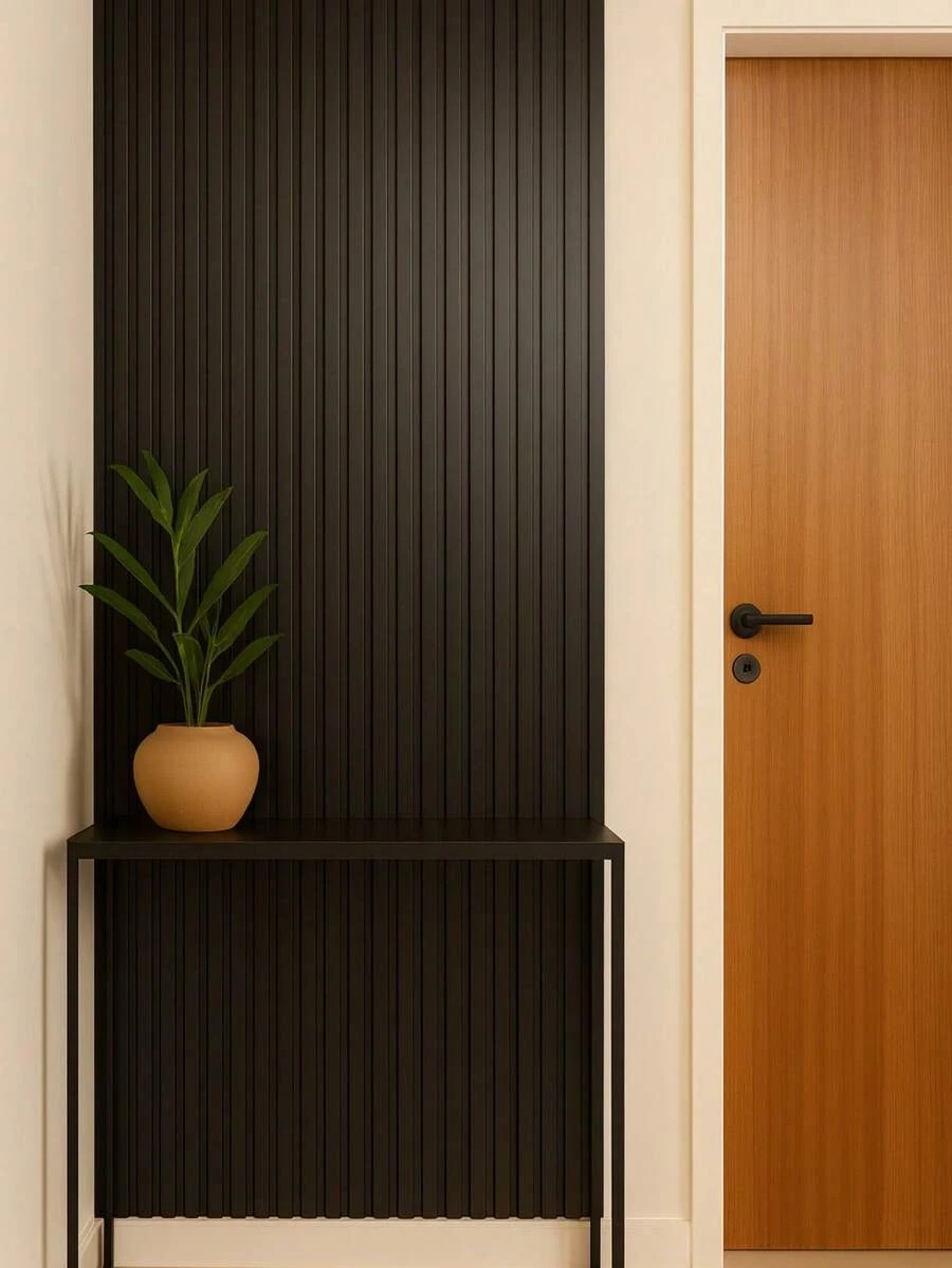 Kit 20 Madeiras Ripada  Placa Painel Decorativo  Quarto Sala MDF 45x11 cm - Envio Imediato - Preto - Visão 1