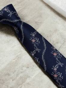 Luxury Men's Skinny Ties Polyester Silk Solid Polka Dot Striped Check Skinny Jacquard Groomsman Tie - 藍白色 - 查看 4