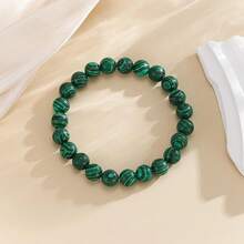 Vibe Green Jade Bracelet - Healing Wealth Bracelet - Jade Beaded Bracelet Women Men - Bring Good Luck Prosperity And Emotional Balance - Adjustable Size - 孔雀石 - 查看 2
