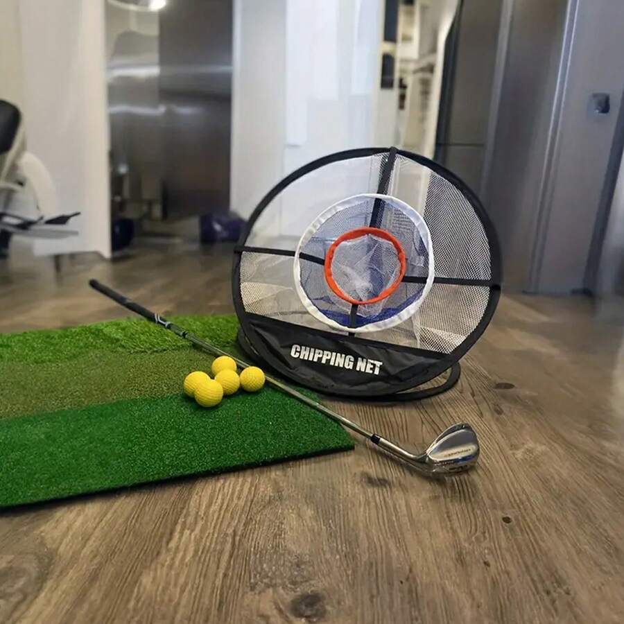 Red de chipping de golf plegable y portátil: red de entrenamiento desplegable para practicar el swing en interiores y exteriores | Diseño de instalación rápida con zonas objetivo | Nailon resistente para drive, chipping y mejora del juego - Red de astillado - Ver 1