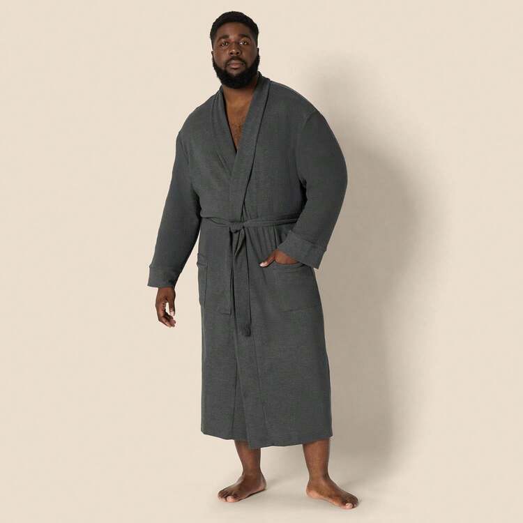 Men's Lightweight Waffle Bathrobe (Large And Tall Sizes Available) - Branco - Visão 9