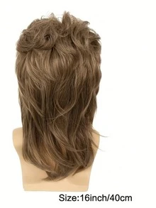 Men Mullet Wigs Brown Curly 70s 80s Retro Cosplay Costume Wig Rocker Disco Fancy Show Wigs-Halloween Wigs Easy To Wear - Multicolor - View 7